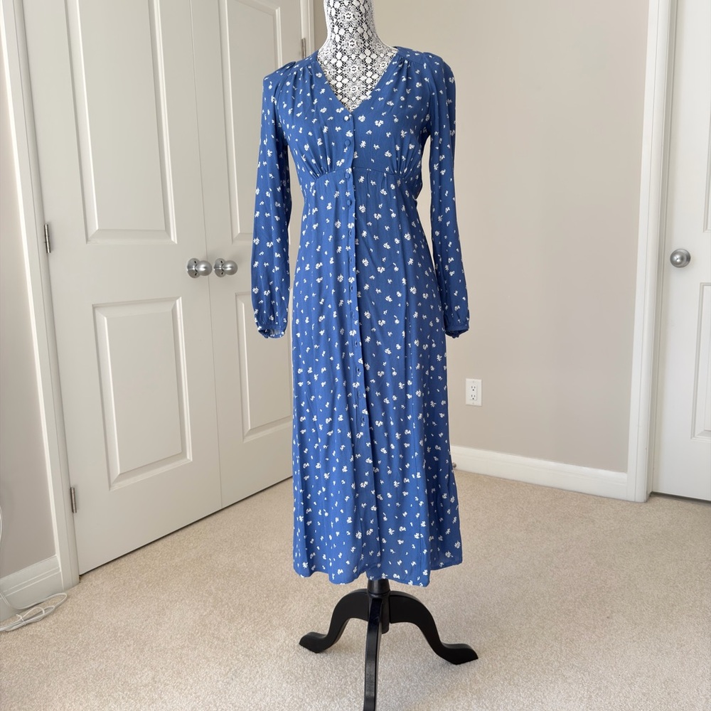 【Brand New】Levi’s Blue Floral Long Sleeve Dress XXS